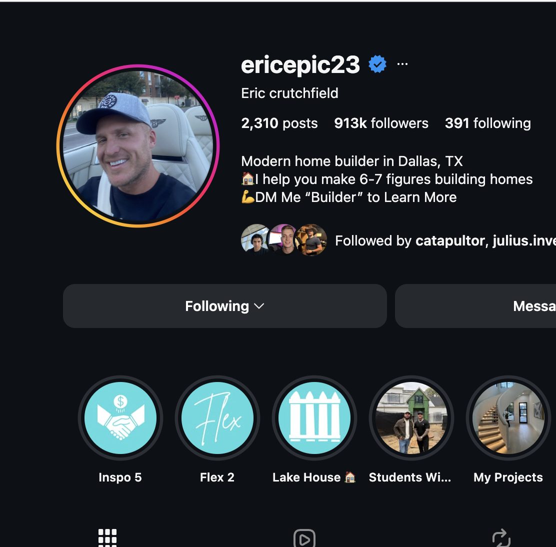 Instagram profile of Eric Crutchfield